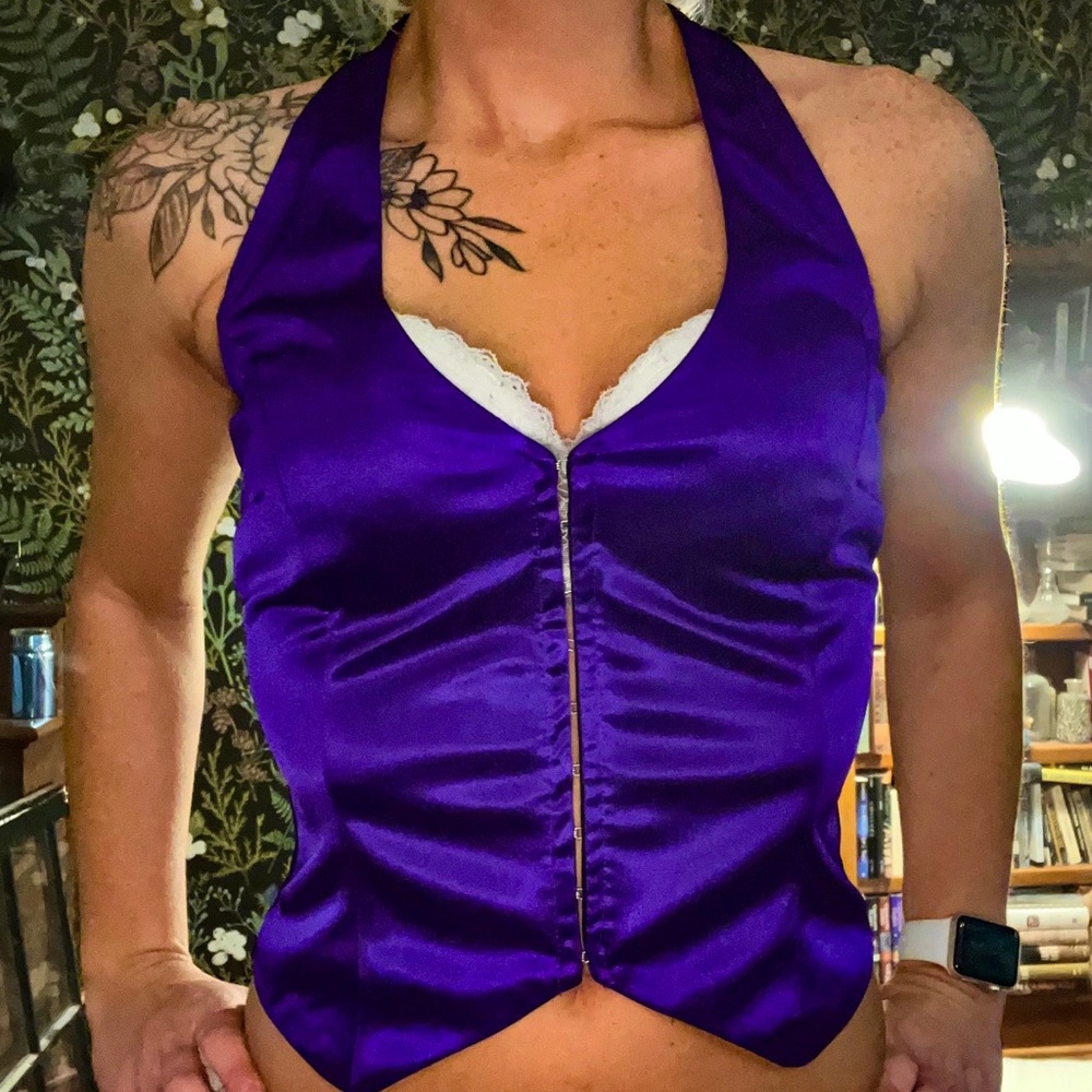 Silk corset halter top